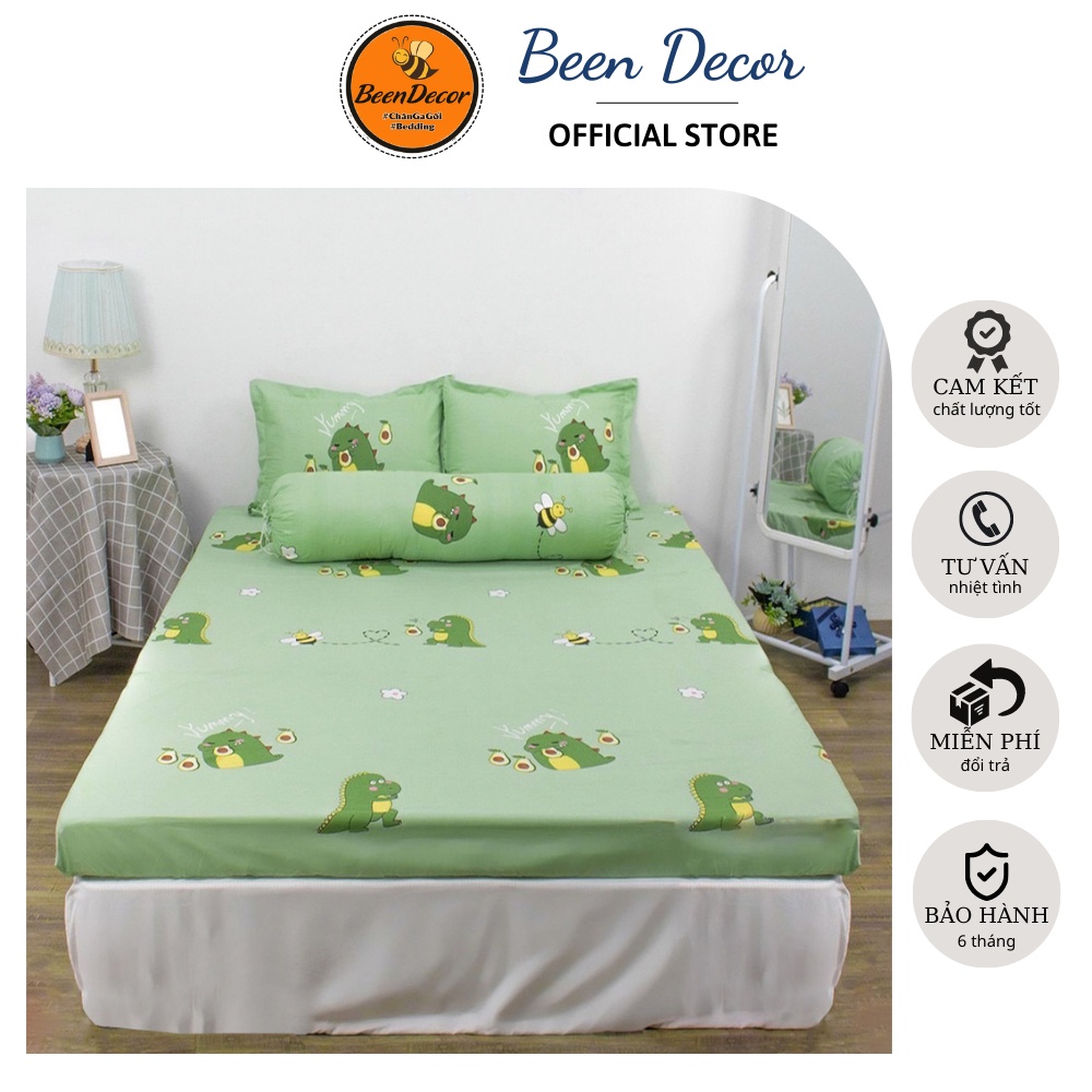 Bộ Ga Gối Cotton Poly Mẫu Khủng Long Bơ
