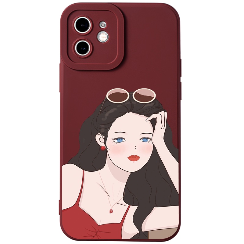 Ốp lưng JURSUE hoạt hình cặp đôi dễ thương đẹp cho iPhone 13 12 11 Pro Max SE 2020 X XR XS 8 7 ip 6S 6 Plus Y2018