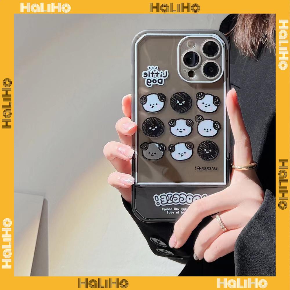 iPhone Case Silicone Soft Case Clear Case Folding Stand Shockproof Protection Camera Black Cute Cartoon Compatible For iPhone 11 iPhone 13 Pro Max iPhone 12 Pro Max iPhone 7Plus xr
