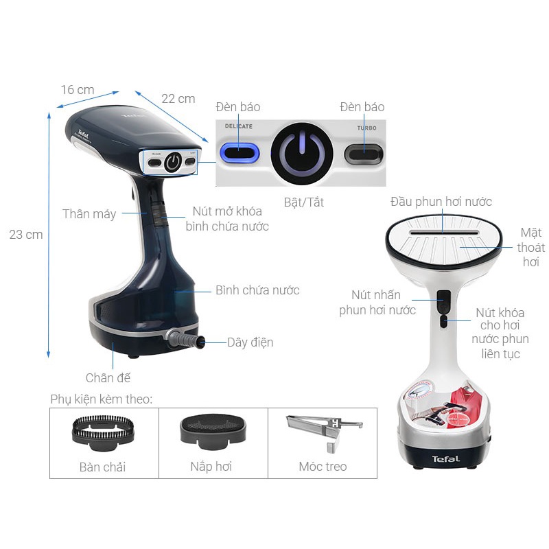 Bàn ủi hơi nước cầm tay Tefal DT8100E0 190ml 1600W - Hàng chính hãng