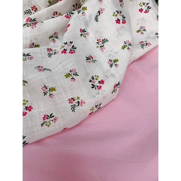 vải thô linen hoa xinh xắn may váy,áo,bộ cho mẹ và bé