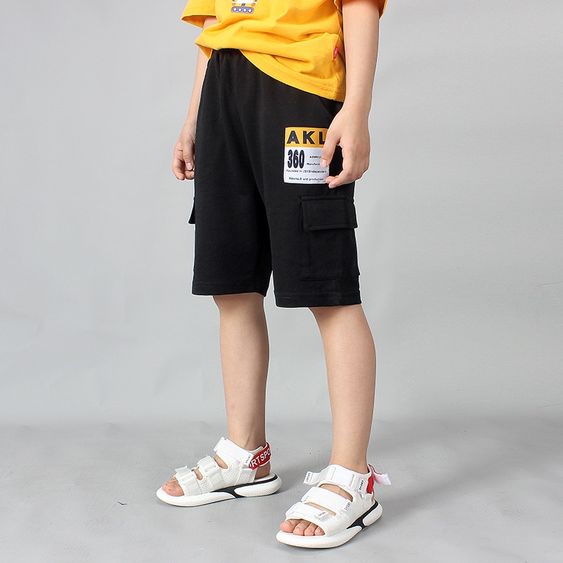 Quần bé trai size đại TrueKids, Quần short thun bé trai phối túi nắp