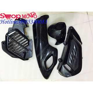 Combo - Bộ Carbon 4 món gồm: ốp bô, chụp đuôi bô, bầu gió, két nước cho Sh 2017.