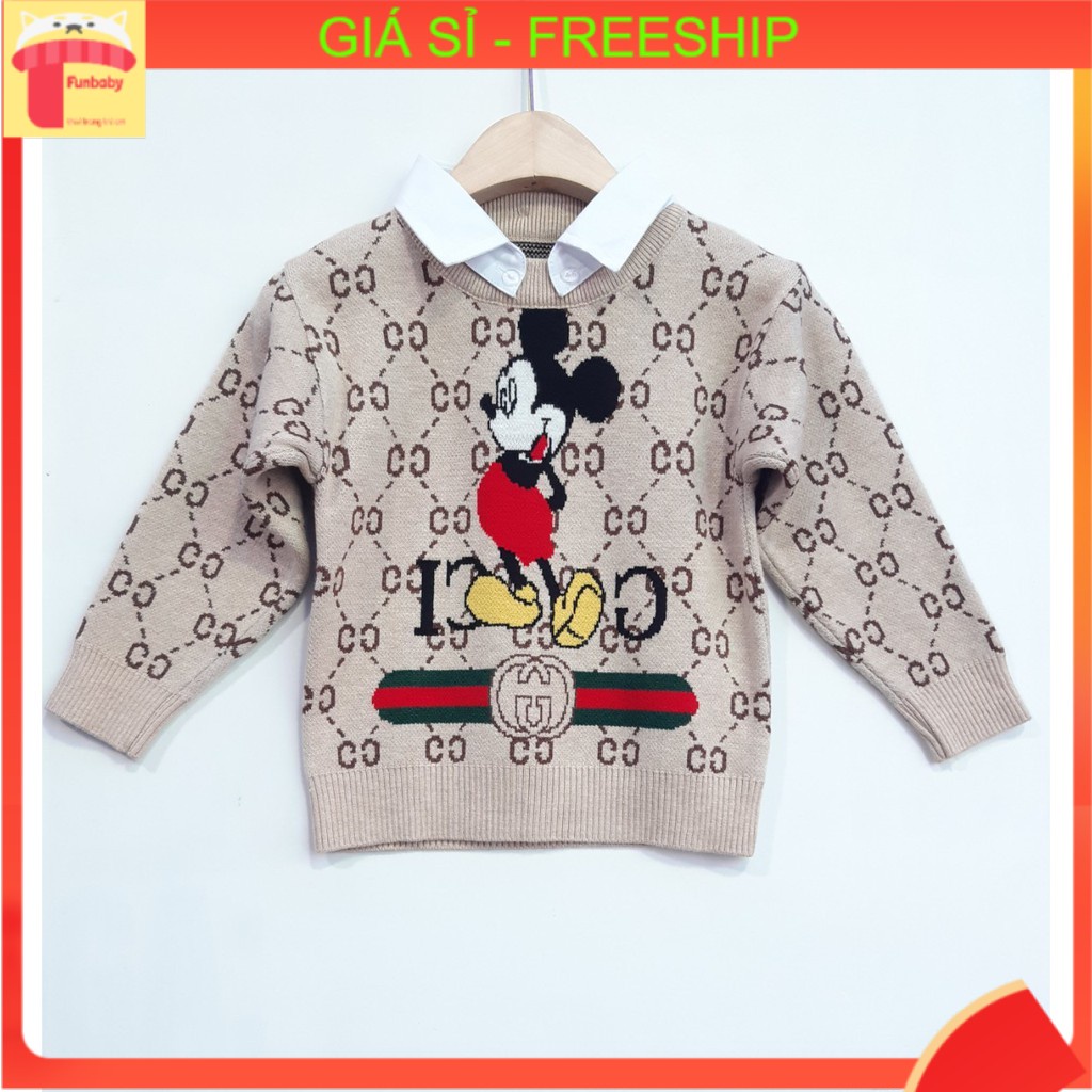 Áo len cổ sơ mi Mickey bé trai 2-7 tuổi