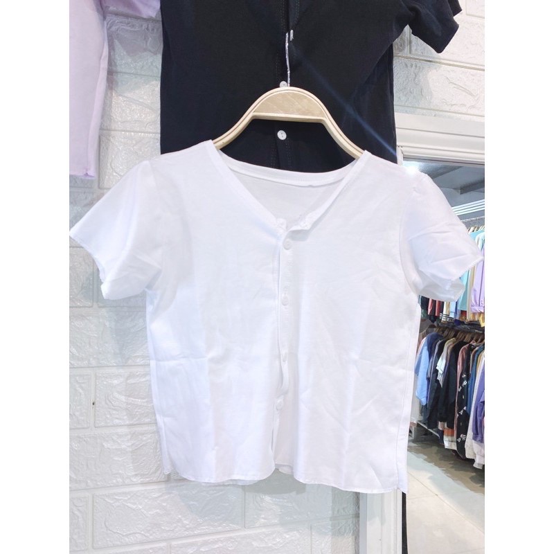 [Rẻ Vô Địch Áo Croptop Len Tăm Nút Thật