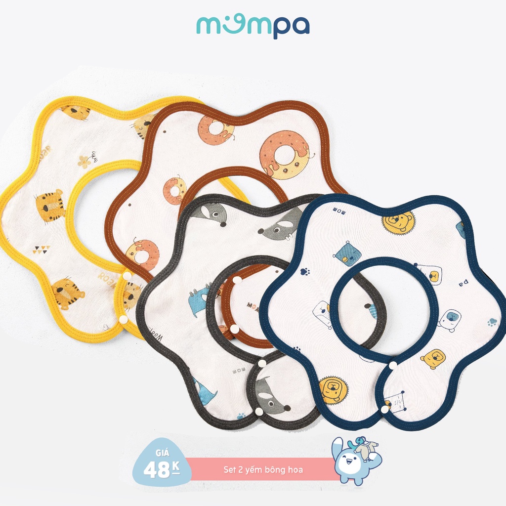 Set yếm cho bé: 2 chiếc hình bông hoa - Hàng chính hãng MOMPA MP025