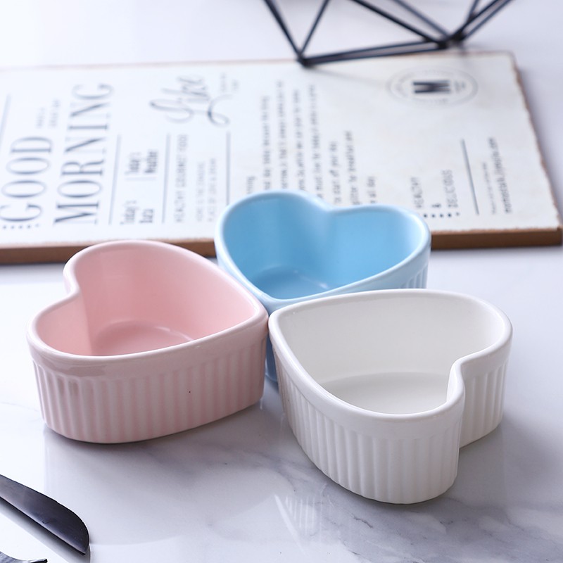 Bát sứ ăn dặm bát sứ ramekin hình trái tim 130ml