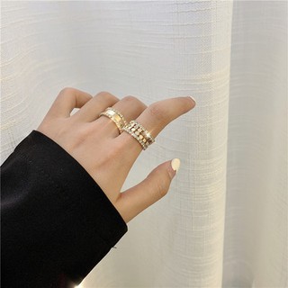 Ins lạnh ròng Đỏ kim loại Sequins nhẫn nữ tính khí kim cương ngón trỏ mở Nhẫn Thủy Triều Nhẫn