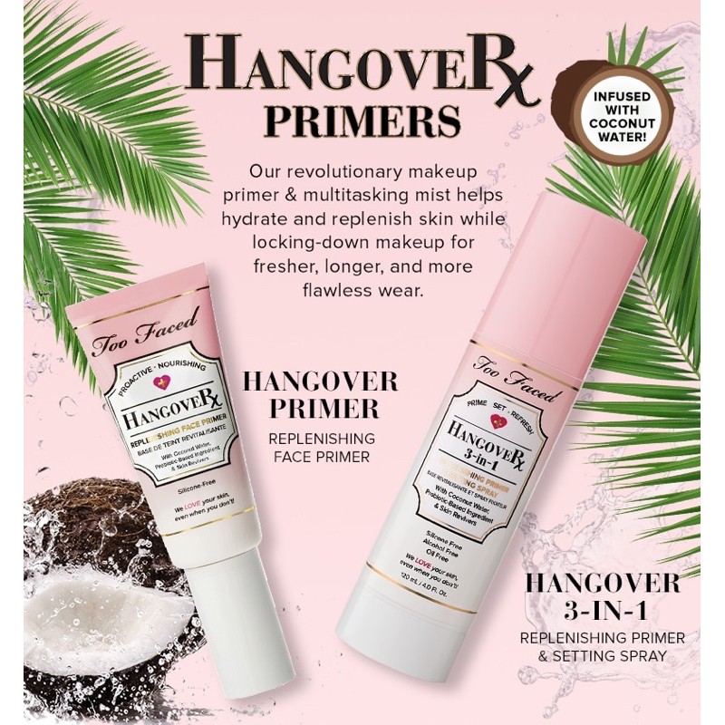 [ĐỦ BILL] KEM LÓT TOO FACED DELUXE HANGOVER REPLENISHING DEWY FINISH PRIMER | BigBuy360 - bigbuy360.vn