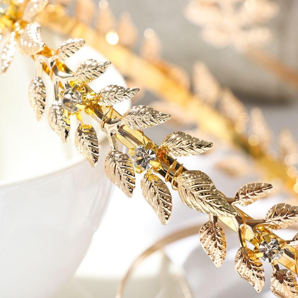 LAKAMIER [Ready Stock] Bride Headbands Golden Leaves Wedding Hair Crown Hairhoop Tiara