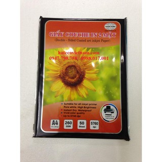 Giấy Couche in ảnh 2 mặt bóng ĐL 260 Gsm Mạnh Hưng (50 tờ)
