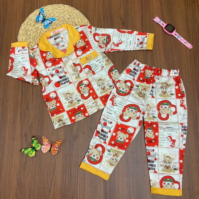 Bộ Pijama dài tay Lụa Satin cao cấp nhiều hình đẹp cho bé gái (12-33kg) - HIROKIDS