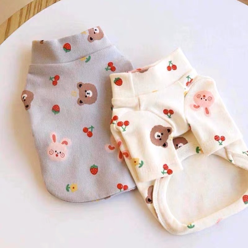 Áo thun hoạ tiết thỏ và gấu cho thú cưng