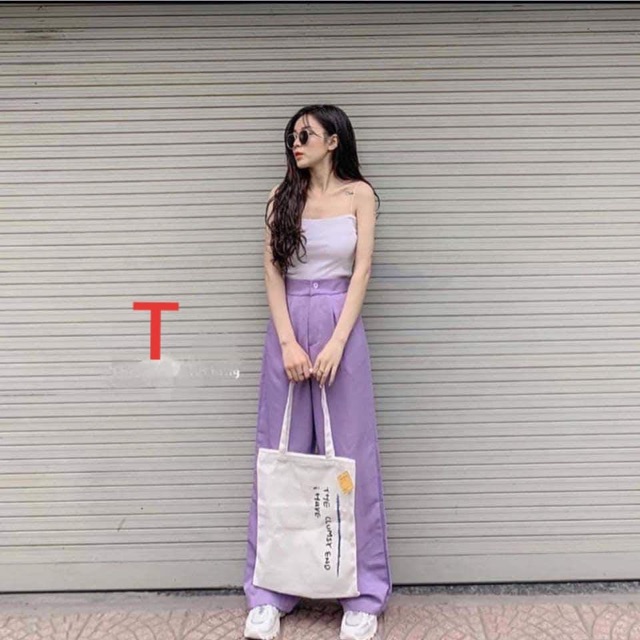 Quần culottes tím chất đũi TTP889