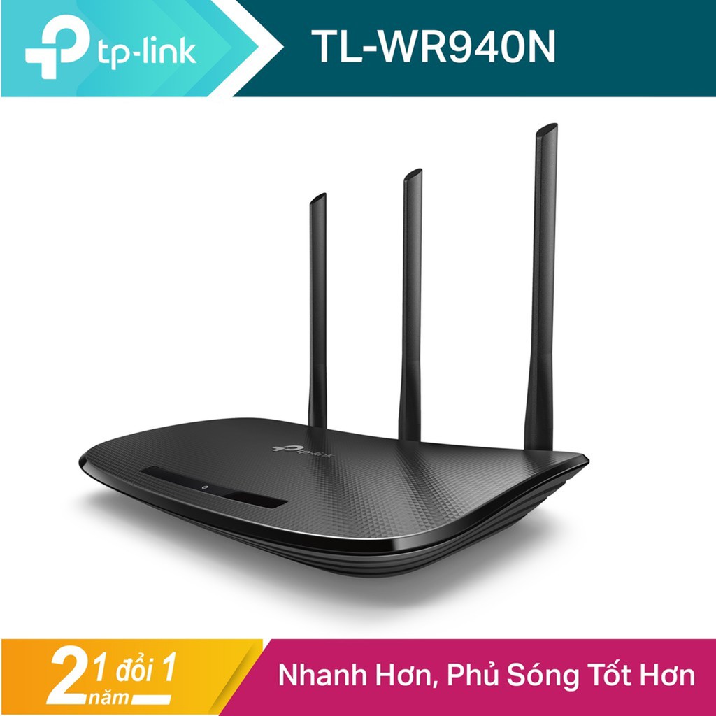 Bộ phát WiFi TPlink WR 940N 450Mbps - 3 Anten- Hàng Chính Hãng 100%, Bảo Hành 24 tháng