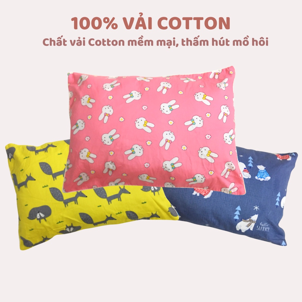 Vỏ gối cho bé cao cấp nhiều màu - 100% chất liệu cotton mịn màng thoáng mát thấm hút mồ hôi