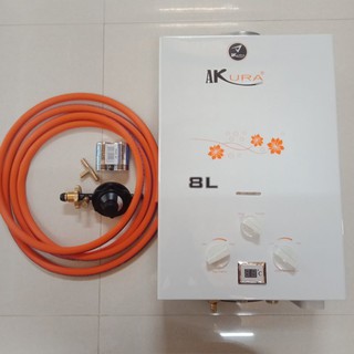 Combo bình tắm nóng gas AKura 8 lít có đồng hồ