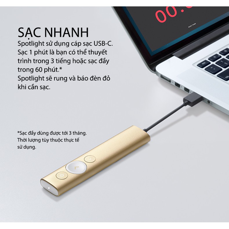 Bút trình chiếu Logitech SPOTLIGHT Wireless Presenter Đèn laze kỹ thuật số - BH 12 Tháng 1 đổi 1 Chính Hãng
