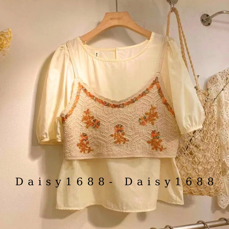 Có sẵn- Áo 2 dây thêu hoa croptop nhiều mẫu đi biển phong cách Vintage