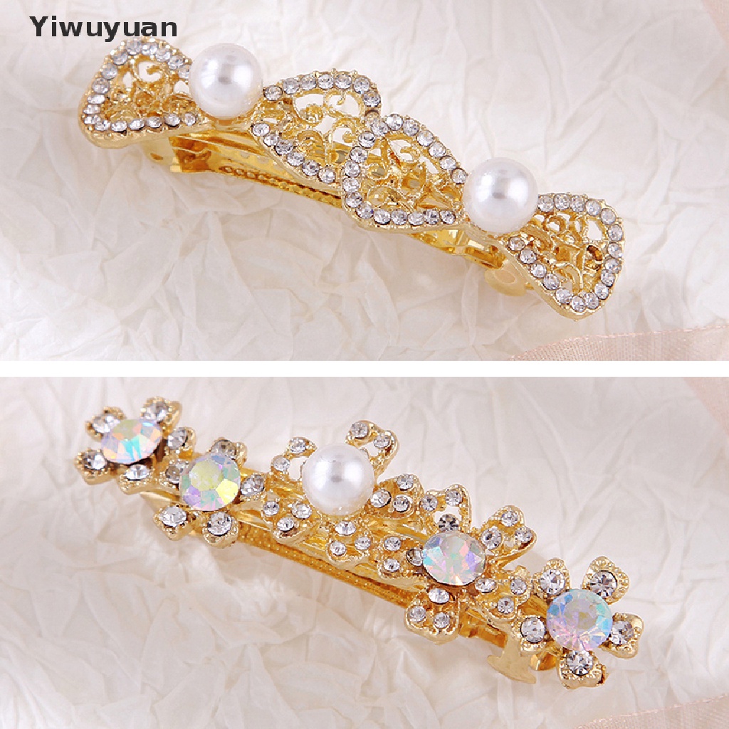 < Yiwuyuan > Kẹp Tóc Đính Kim Cương Giả Và Ngọc Trai Thanh Lịch Thời Trang Phổ Biến Dành Cho Bạn