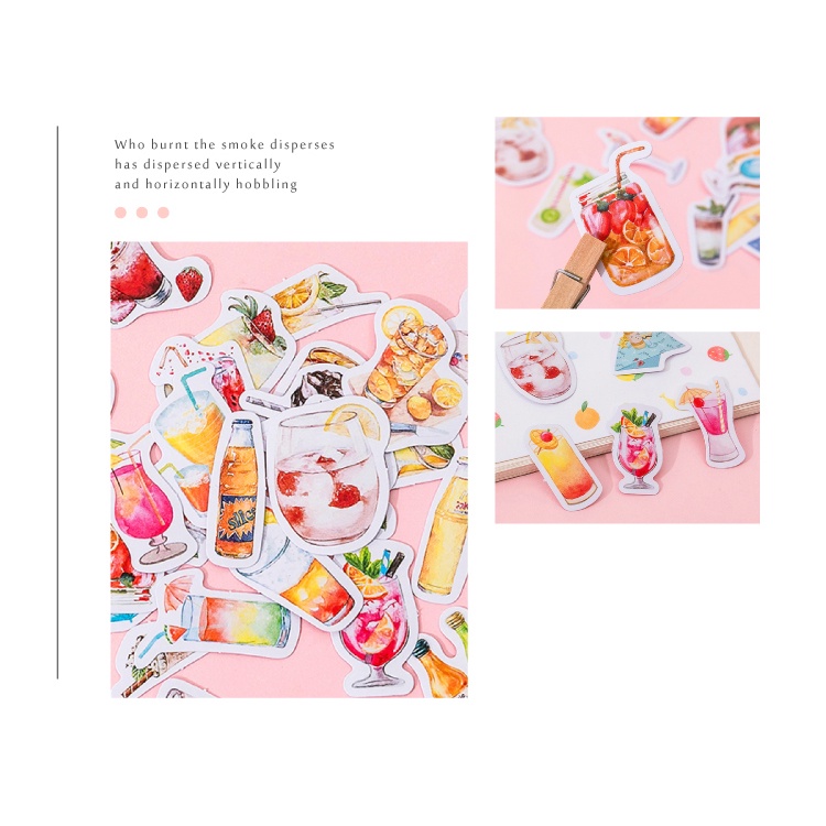 Flowertree 45 Sticker Trang Trí Hình Đồ Uống