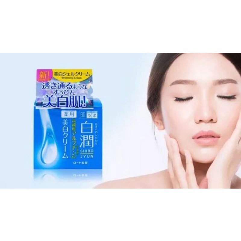 Kem dưỡng ẩm trắng da Hada Labo Shiro Jyun Whitening Cream 50g, kem dưỡng Hadalabo màu xanh Nội Địa Nhật