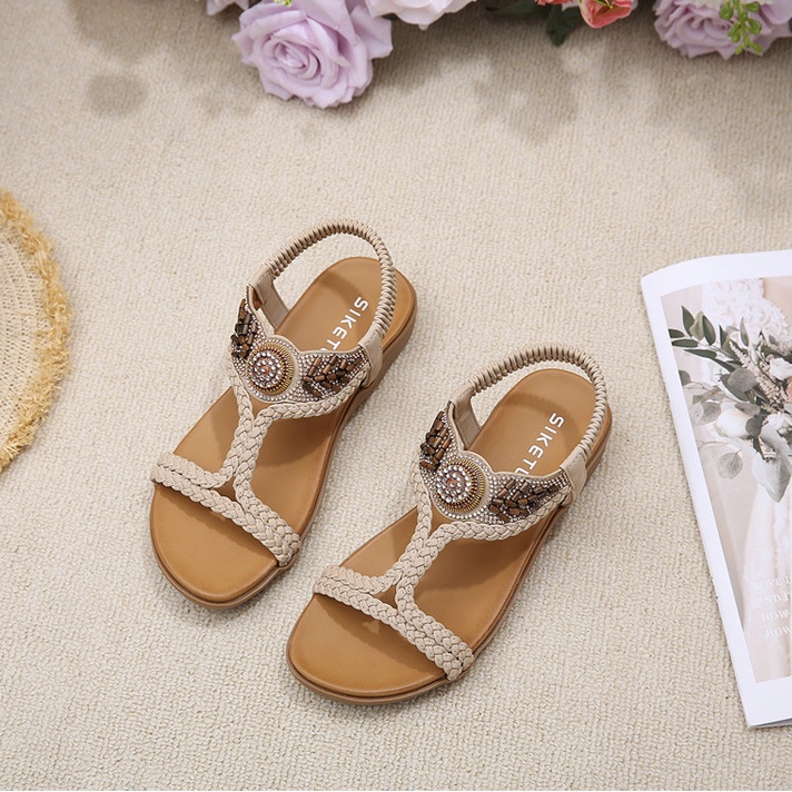 Giày Sandal Đế Xuồng Siêu Nhẹ Hở Ngón Phong Cách Bohemian Thời Trang Đi Biển Mùa Hè Cho Nữ