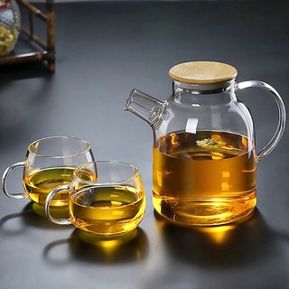 Bình Pha Trà Thuỷ Tinh Nắp Gỗ 1000ml, 1600ml