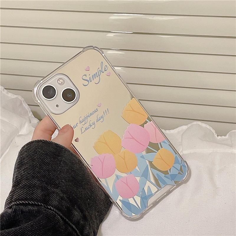 Ốp Điện Thoại Tráng Gương Họa Tiết Hoa Màu Xanh Dương Cho Apple Iphone 13Promax 6/6splus/7/7plus/8/8plus/x/xr/xs/11/12/13/pro/max/plus/promax