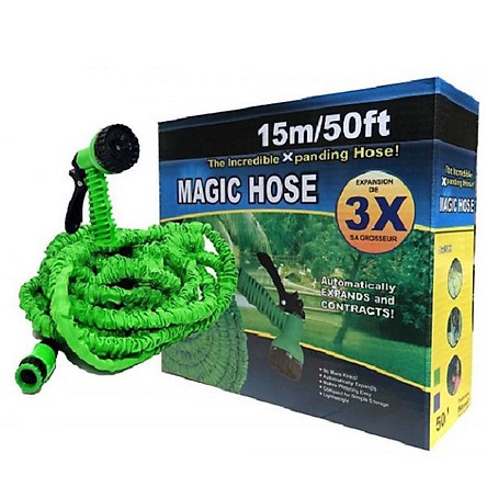 Vòi xịt nước Magic Hose 3m giãn nở 15m thông minh dùng tưới cây, sân vườn, rửa xe máy/xe hơi,...