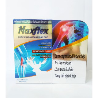 VIÊN UỐNG BỔ XƯƠNG KHỚP MAXFLEX - LÀM CHẬM THOÁI HÓA KHỚP - TÁI TẠO MÔ SỤN - LÀM TRƠN Ổ KHỚP - HỘP 50 VIÊN