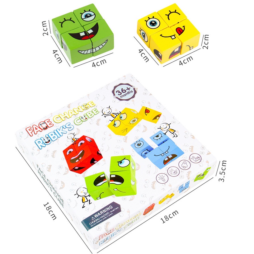 Đồ Chơi Rubik xếp hình biểu cảm khuôn mặt Hapi Toys - Thay Đổi Cảm Xúc Thách Thức Trí Tuệ, Tăng Khả Năng Phản Xạ