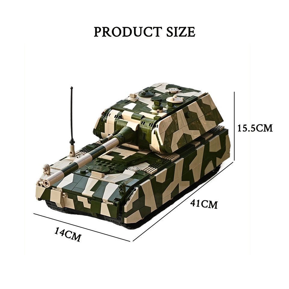 Đồ chơi giáo dục Lắp ráp Mô hình MOC German Panzer VIII Maus 2930PCS Quan Guan 100234 xe tăng