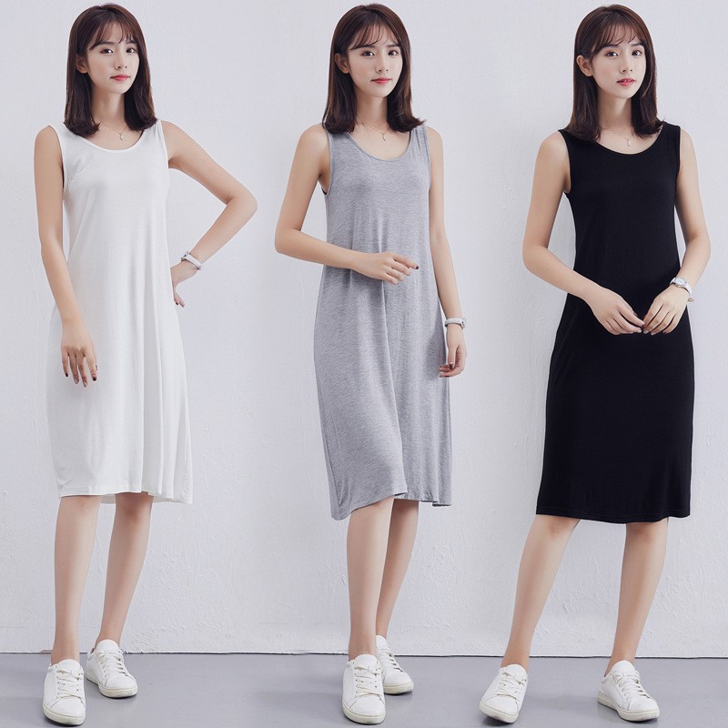 Đầm nữ thun cotton form rộng đầm suông sát nách nhẹ nhàng mặc nhà vô cùng thoải mái