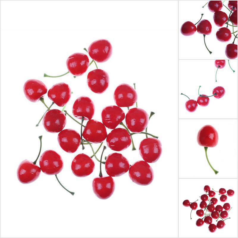 [HoMSI] 10Pcs Mini Fake Fruit Small Artificial Flower Red Cherry For Kids Funny Kitchen Toys SUU