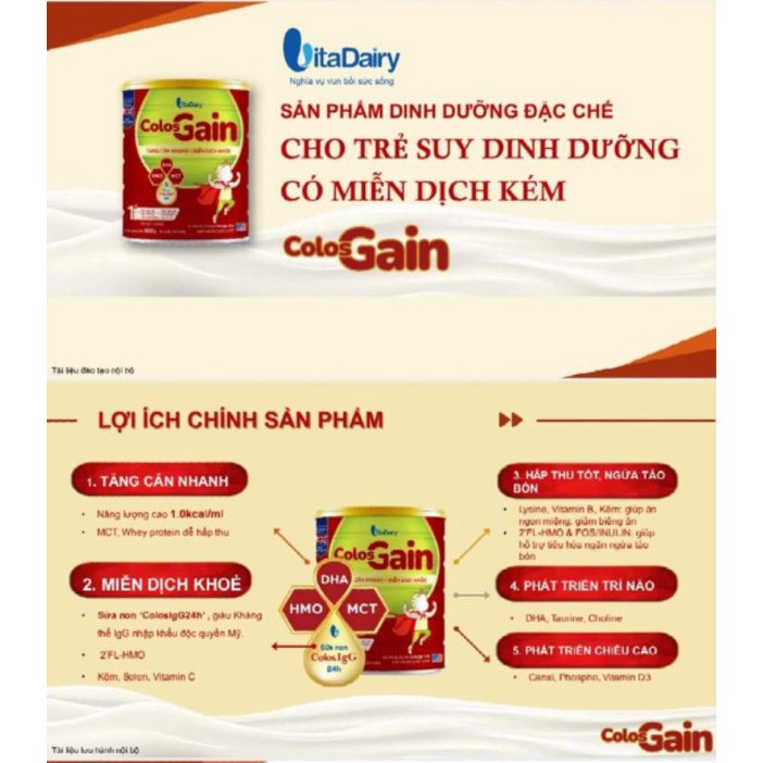 Sữa bột COLOS GAIN 1+ 800g