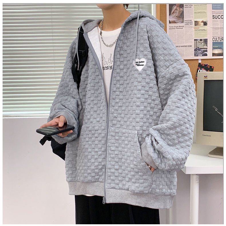 Áo Khoác Cardigan Có Nón Dáng Rộng Phong Cách Tối Giản Cho Cặp Đôi