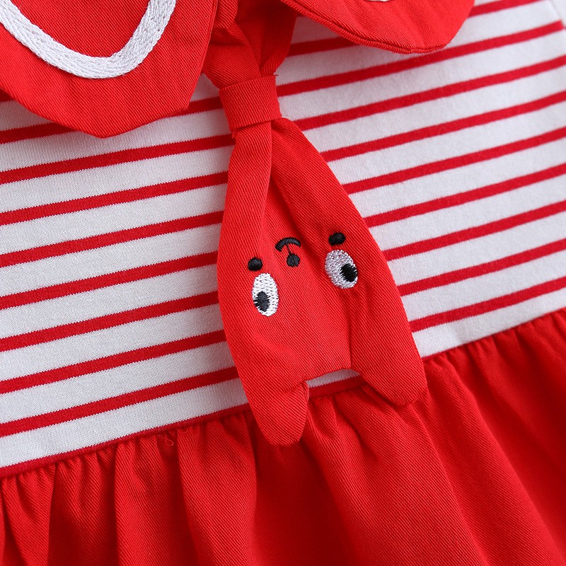 New summer children's dress cartoon Navy collar striped girl's skirt