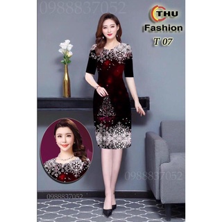 Đầm trung niên in hoa 3d đi làm, du lịch, dự tiệc sang trọng cao cấp giúp quý cô trẻ hóa thiết kế mới 2021- Đầm cao cấp