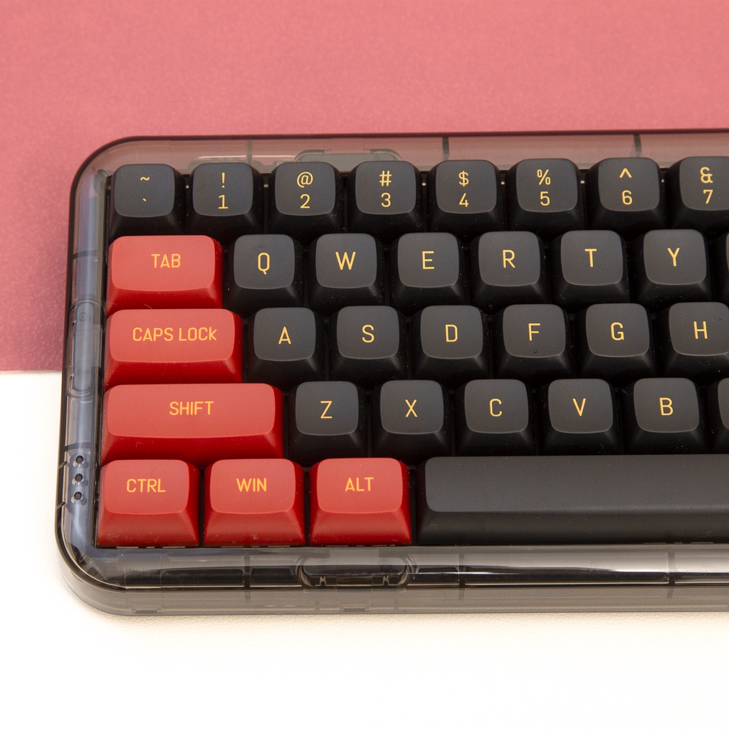 Black Red Doubleshot Keycap CSA Profile Nắp Gắn Bàn Phím Cơ Màu Đỏ Đen 150 Phím 61 68 71 84 87 98 100 104 RK MK