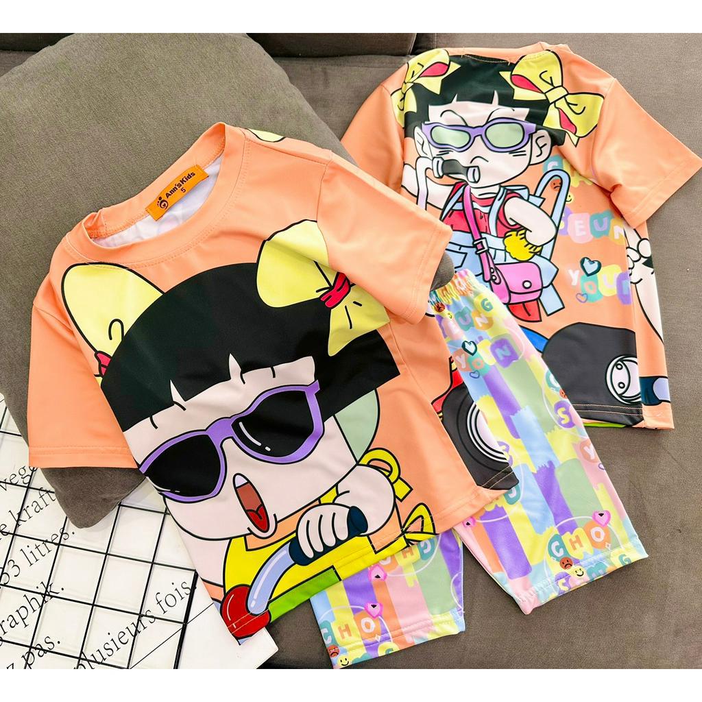 Bộ ngố tay ngắn quần đùi lửng thun lạnh 3D loại 1 AnnKid's siêu đẹp cho bé gái size từ 11 đến 23kg - pikakids