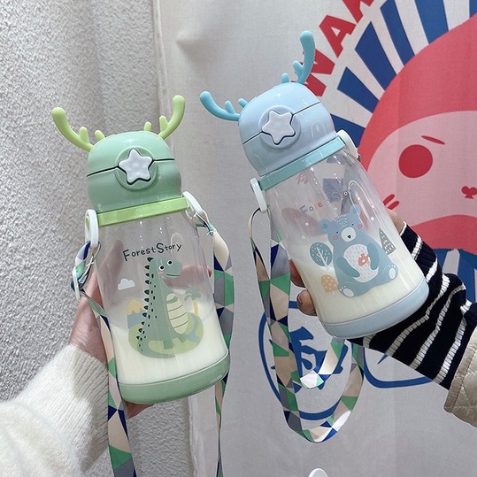 Bình Nước 600ml Hình Sừng Hươu Dễ Thương