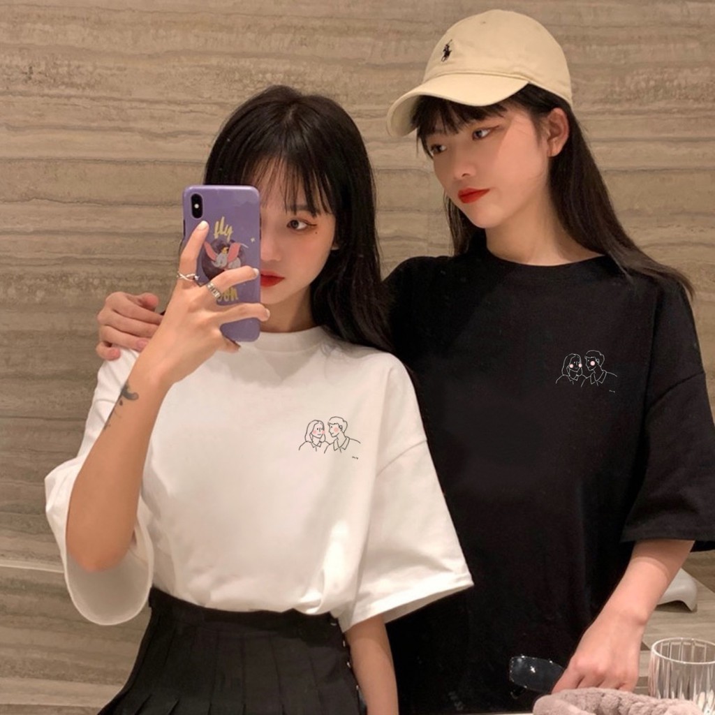 Áo thun tay lỡ  Couple Má Hồng  phông Unisex nam nữ tee oversize form rộng pull Ulzzang Streetwear Hàn Quốc vải mềm