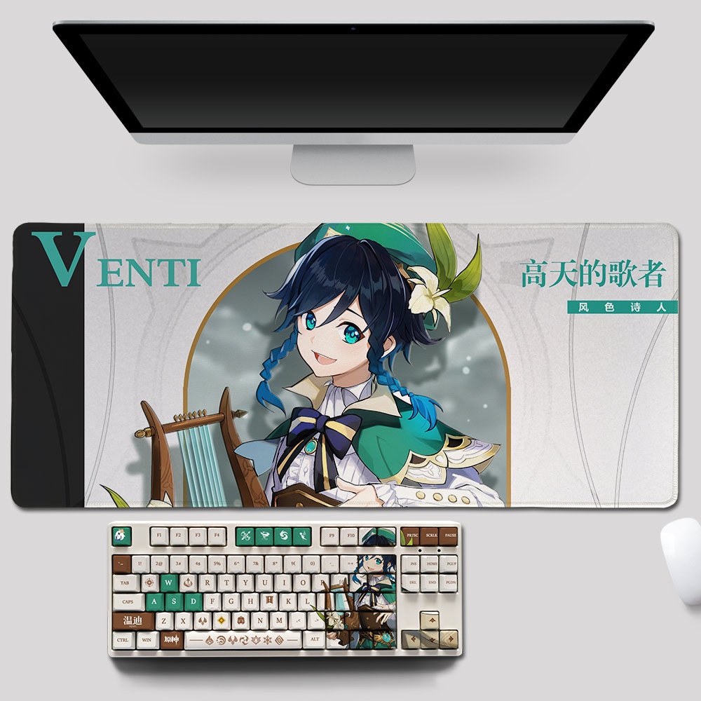 Keycap Genshin Impact Venti Bộ 108 Nút Bàn Phím OEM/Cherry Profile PBT Dye sub Keycaps Nhuộm Màu Xanh Lục Ngọc