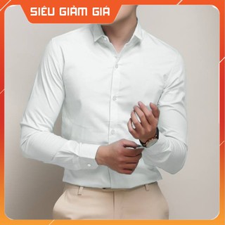 Áo sơmi nam dài tay áo sơ mi nam vải lụa nến không nhăn thời trang cao cấp