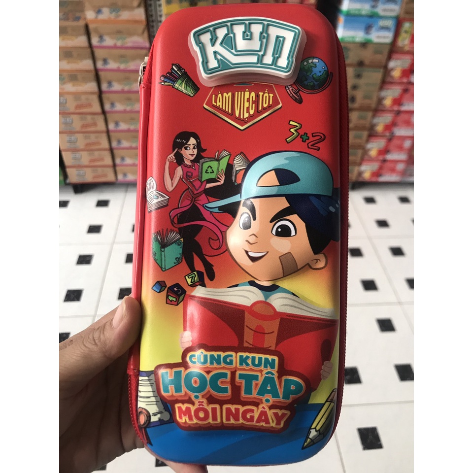 Hộp bút Kun bọc vải hình 3D quà tặng sữa kun