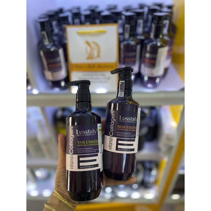 Bộ Dầu Gội Xả, Kem ủ tóc, Tinh Dầu Lusstaly Vitain E phục hồi hư tổn