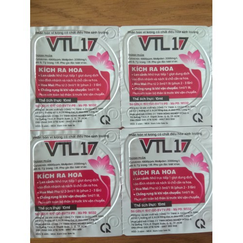 Combo 4 hộp phân bón vi lượng  VTL17 kích ra hoa - hộp 10ml