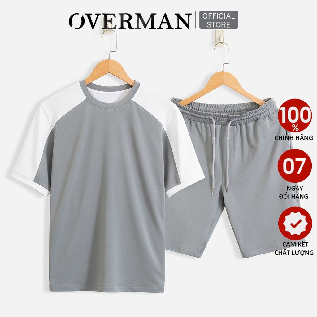 Bộ thể thao nam mùa hè ngắn tay, Đồ bộ nam mặc nhà co dãn 4 chiều BO01 - Overman