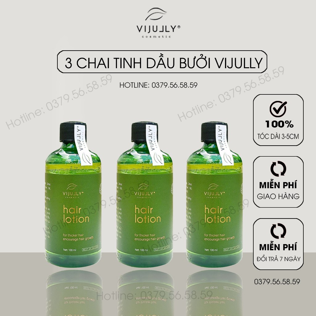 Bộ 3 Chai Xịt bưởi Vijully, Tinh dầu bưởi Vijully, Ngăn Ngừa Rụng Tóc, Kích Thích Mọc Tóc, 100ml